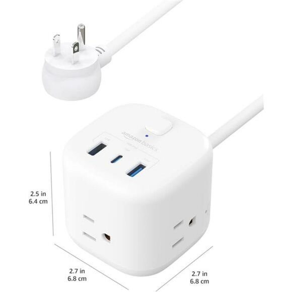 Power Strip Cube with USB C USB A Outlets and 5 Ft Extension Cord Travel - Picture 6 of 7